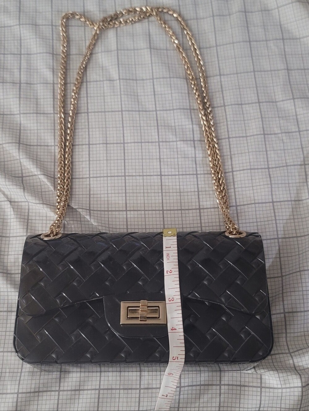 Transparant Dark Gray Chain Shoulder Bag - Gold Hardware
